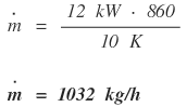 Massenstrom - Beispielrechnung mittels vereinfachter Formel.