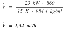 Volumenstrom - Beispielrechnung mittels vereinfachter Formel.